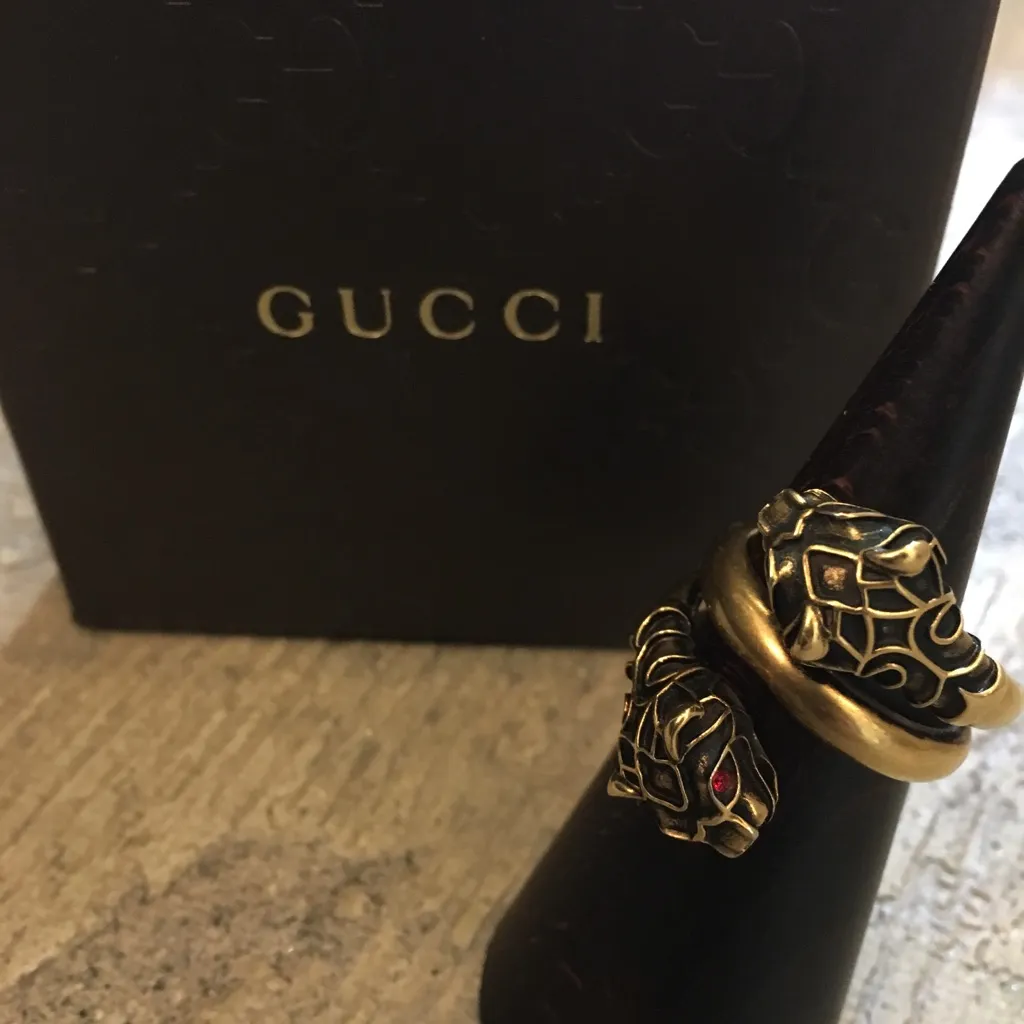 GUCCI GUCCI 16AW スワロフスキークリスタルタイガーリング