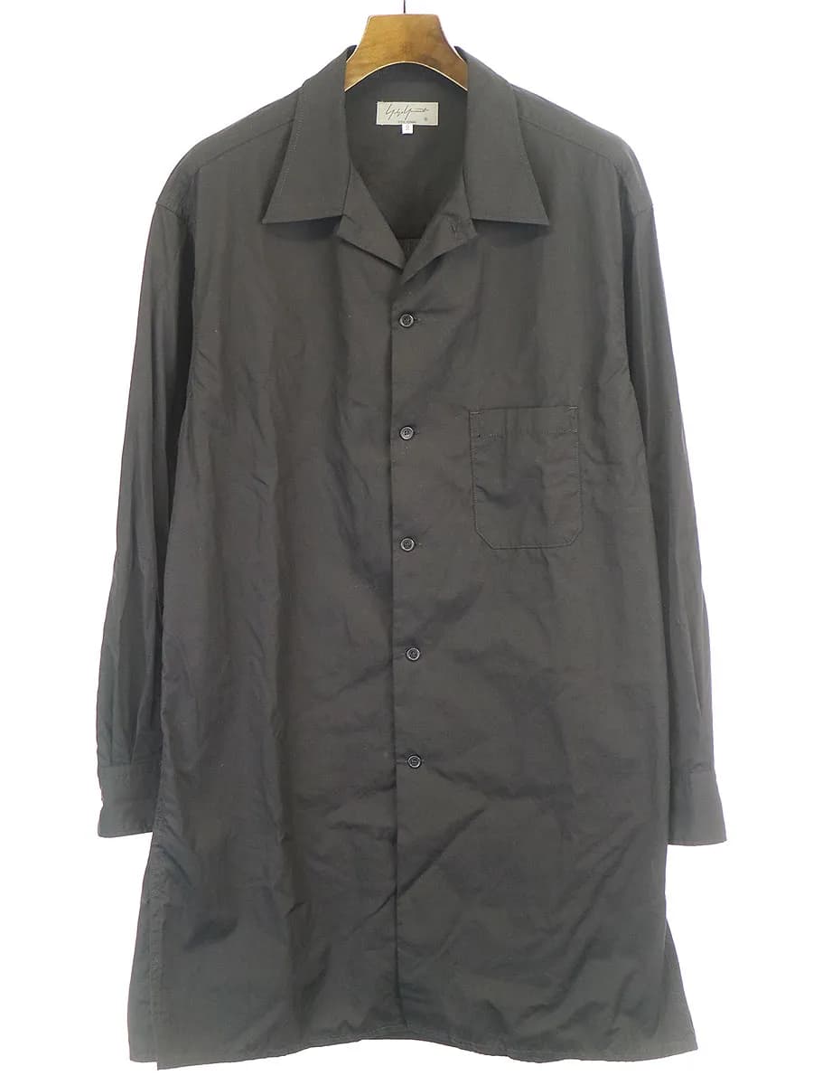 Yohji Yamamoto ヨウジヤマモト プール オム 19AW オープンカラー環縫いブロードクロスロングシャツ