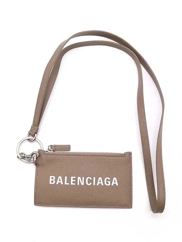 BALENCIAGA バレンシアガ ストラップ ロゴ レザーカードケース