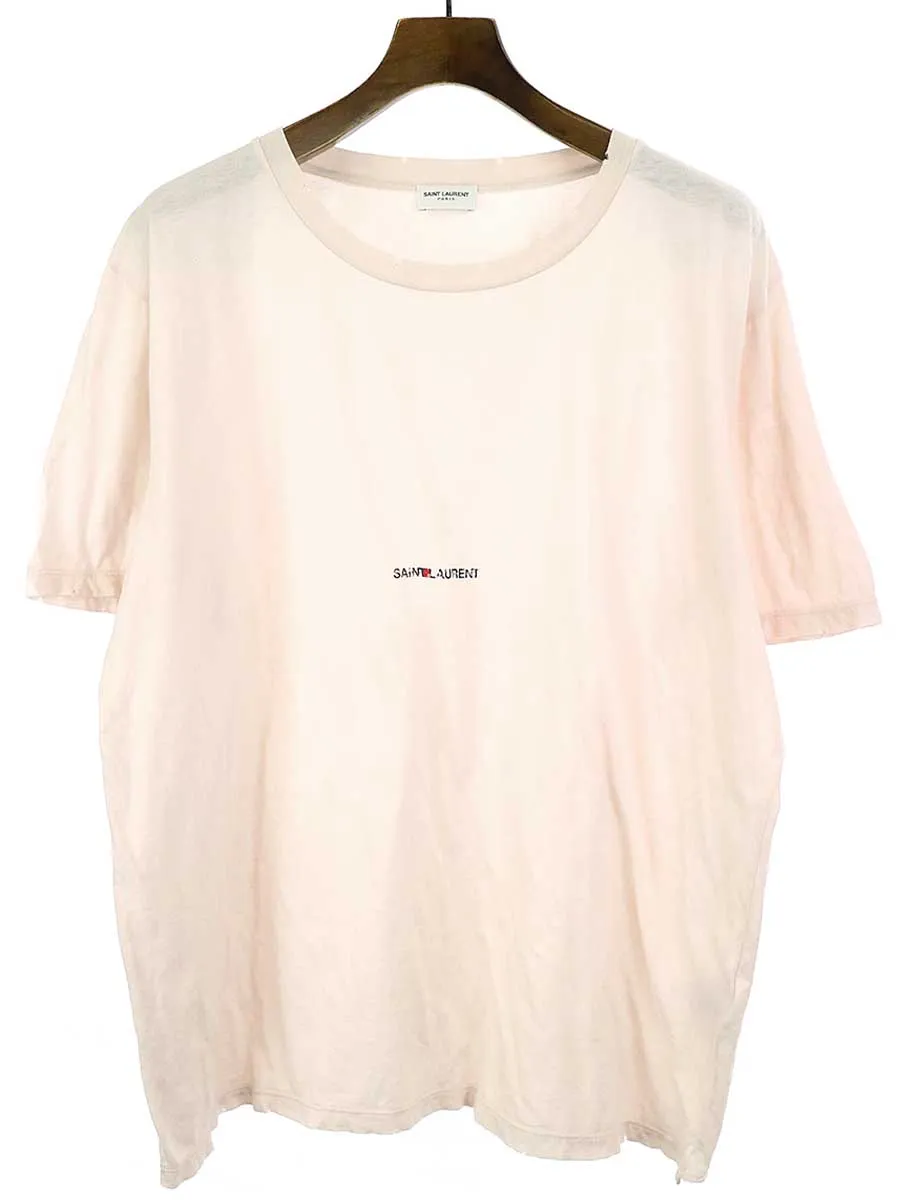 SAINT LAURENT サンローラン パリ 18SS ダメージ加工ロゴプリントTシャツ