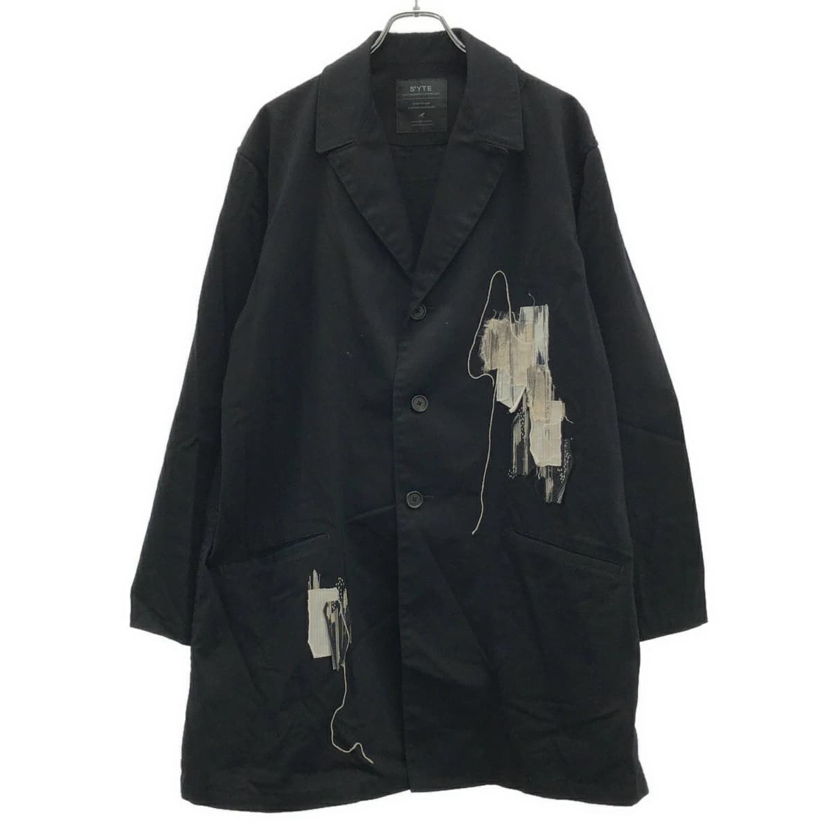 Yohji Yamamoto サイト バイ ヨウジヤマモト 24AW COTTON TWILL "BORO"APPLIQUE LONG JACKET ジャケット UB-J10-001
