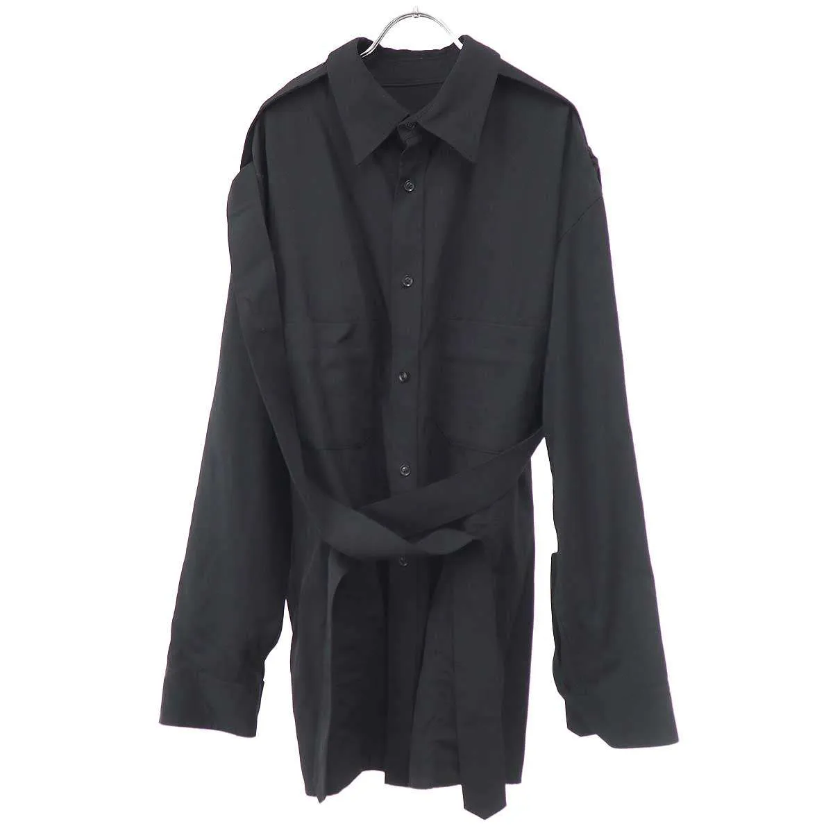 Yohji Yamamoto ヨウジヤマモト プールオム 15AW ウールギャバジンクロスストラップシャツ