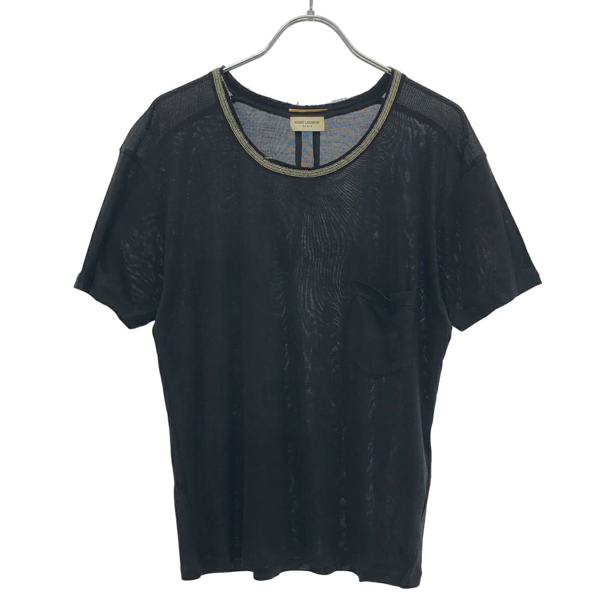 SAINT LAURENT サンローラン パリ 13SS チェーンストーンネックデザインTシャツ 321017 Y2AS2