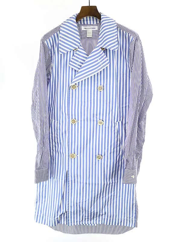 COMME des GARCONS コムデギャルソンシャツ ストライプ切替シャツコート