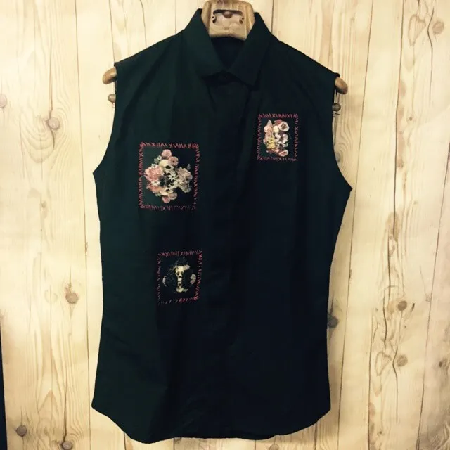 Dior HOMME Dior HOMME 17SS 亀井徹 vanitas スカルローズワッペンノースリーブシャツ