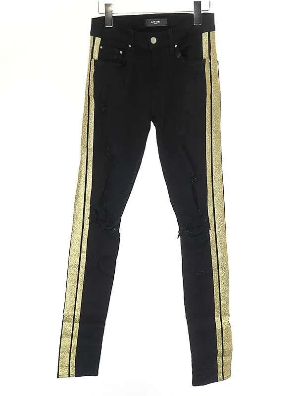 AMIRI アミリ グッリターラインダメージ加工スキニーデニムパンツ