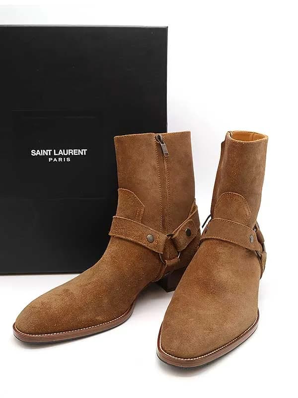 SAINT LAURENT サンローラン パリ 15SS クラシックワイアット ハーネスリングスエードブーツ