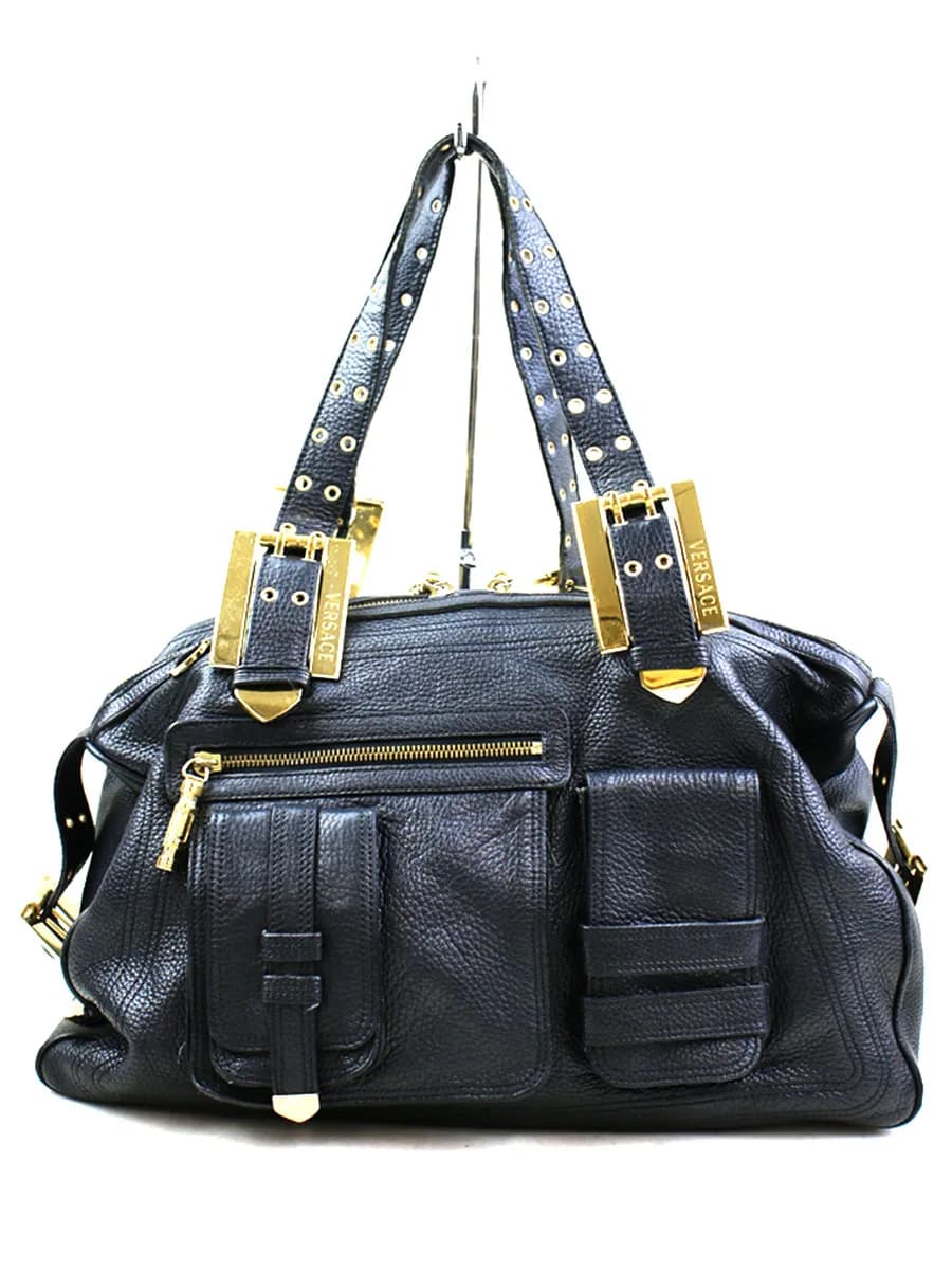 VERSACE ヴェルサーチ ベルトデザインレザートートバッグ