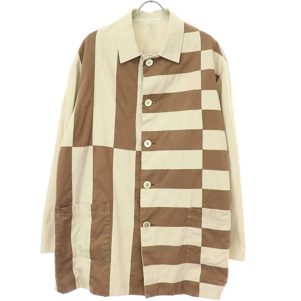Yohji Yamamoto ヨウジヤマモト プールオム 1990SS Asymmetry Patch Jacket アシンメトリーパッチコットンジャケット