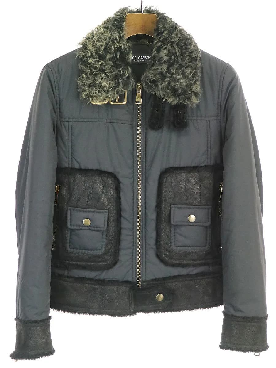 DOLCE&GABBANA ドルチェ&ガッバーナ ムートン切替ジップアップジャケット ブルゾン