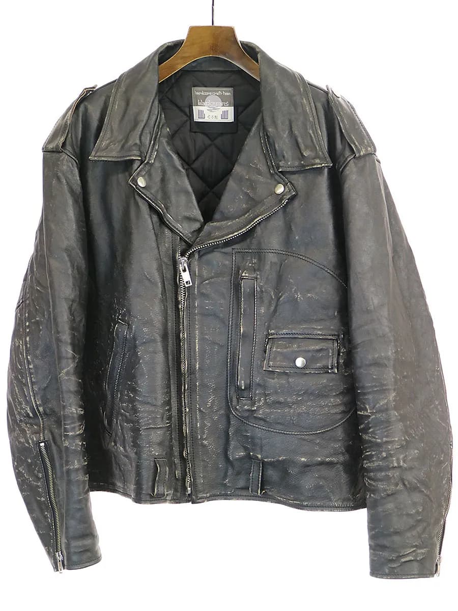 blackmeans ティーエイチ タロウホリウチ × ブラックミーンズ 19AW ダメージ加工レザージャケット