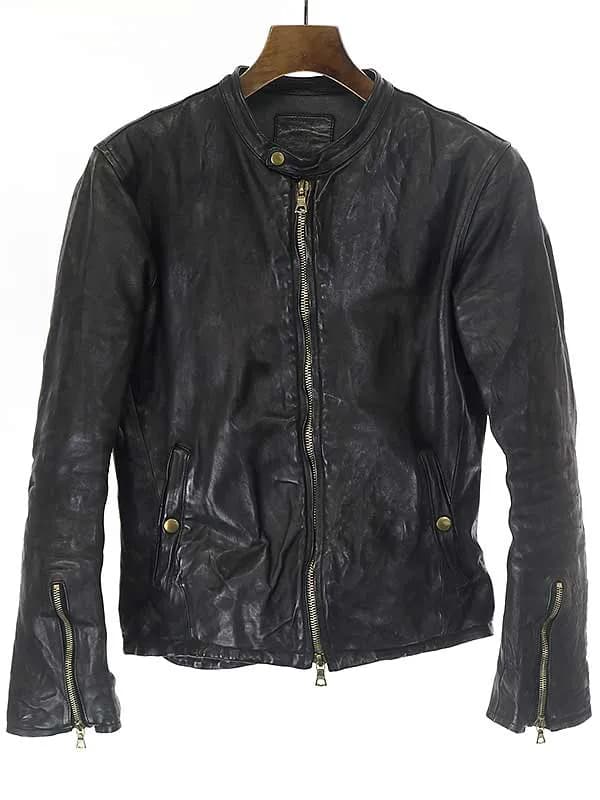 ISAMU KATAYAMA BACKLASH イサムカタヤマ バックラッシュ イタリアンショルダーオイル仕上げ製品洗い シングルライダースジャケット