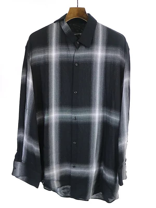 LAD MUSICIAN ラッドミュージシャン 19AW MODAL TWILL OMBRE CHECK ASYMMETRY SHIRT アシンメトリーシャツ