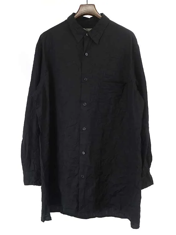 Yohji Yamamoto ヨウジヤマモトプールオム 22SS WRINKLE PROCESSING BROAD BIG BASIC LONG SLEEVES BLOUSE シワ加工シャツ
