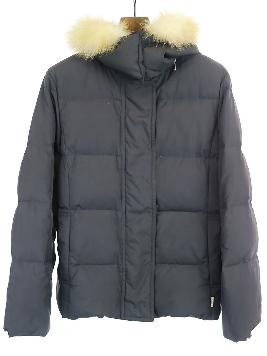 BURBERRY バーバリー ロンドン フォックスファー付きフーデッドナイロンダウンジャケット