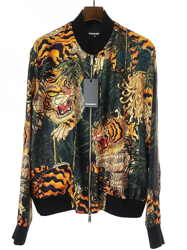 DSQUARED2 ディースクエアード 20SS タイガーシルクジップアップボンバージャケット
