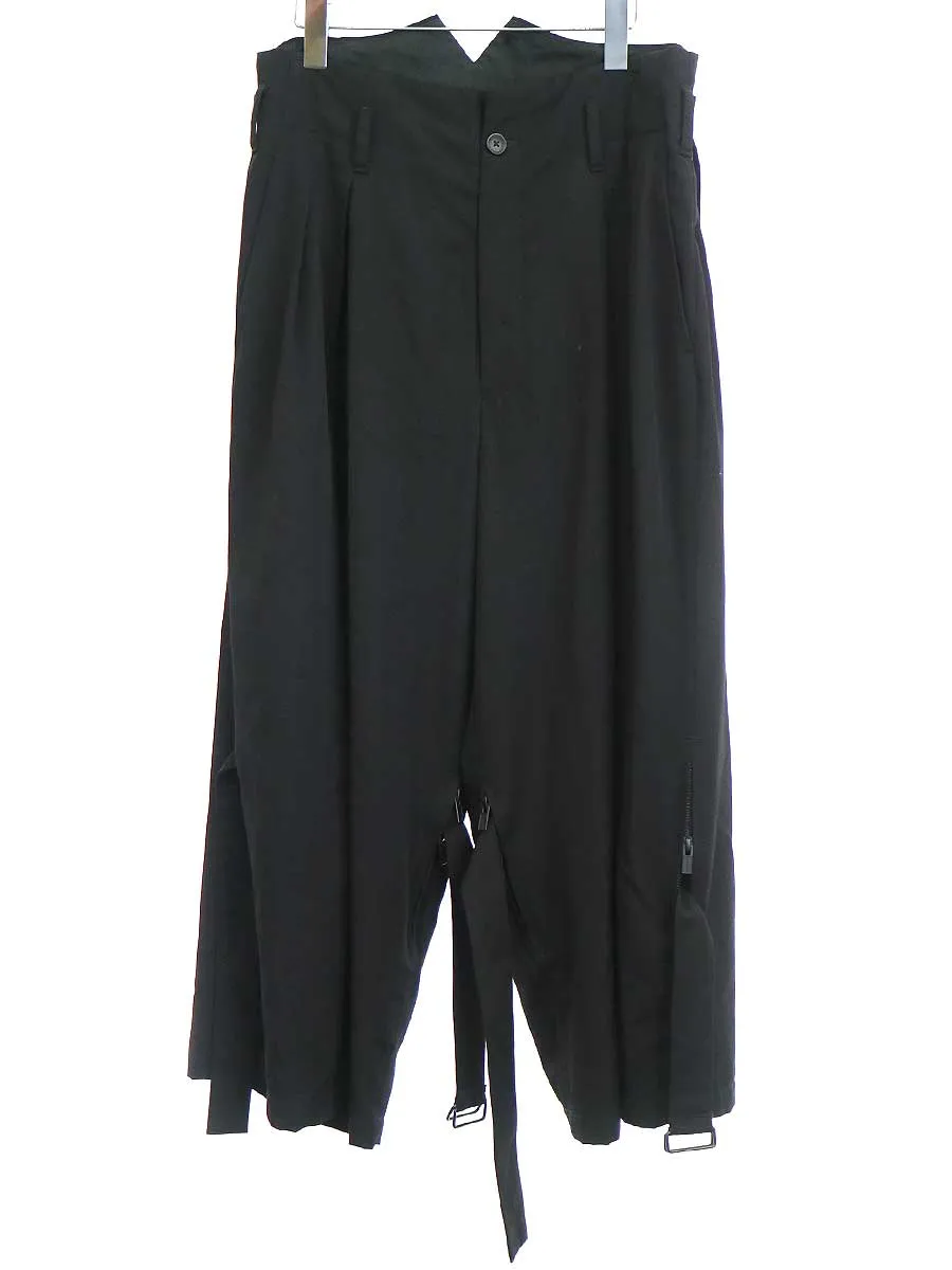 Yohji Yamamoto ヨウジヤマモト プールオム 19AW ウールギャバジンハイウエストストラップパンツ