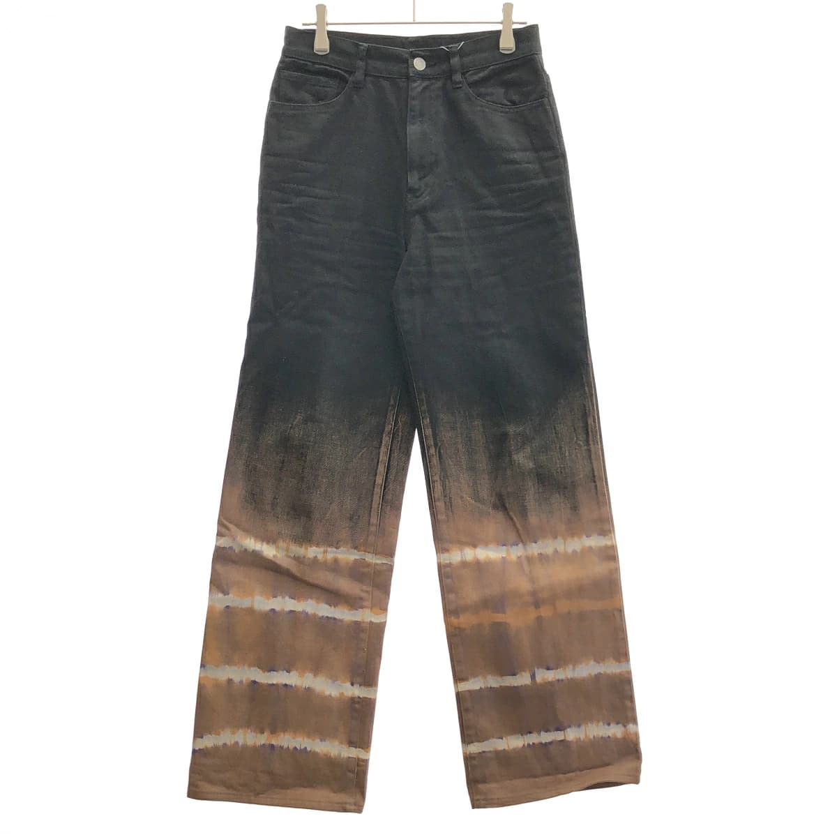 FUMIKA UCHIDA フミカウチダ TIE-DYE WIDE STRAIGHTPANTS タイダイワイドストレートデニムパンツ FU-N-DM001 ブラック×マルチカラー 36