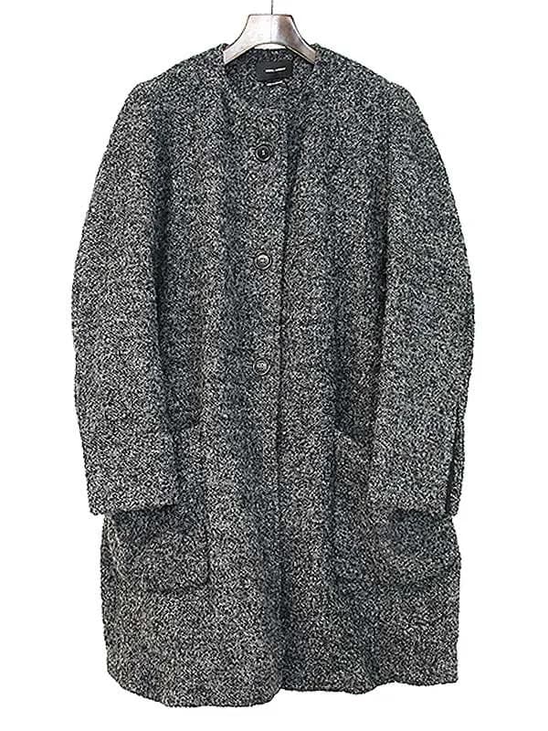 ISABEL MARANT イザベルマラン 14AW EGA アルパカ混ノーカラーツイードウールコート