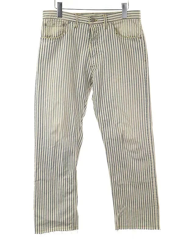 Maison Margiela メゾンマルタンマルジェラ10 21SS ストライプカットオフ加工パンツ
