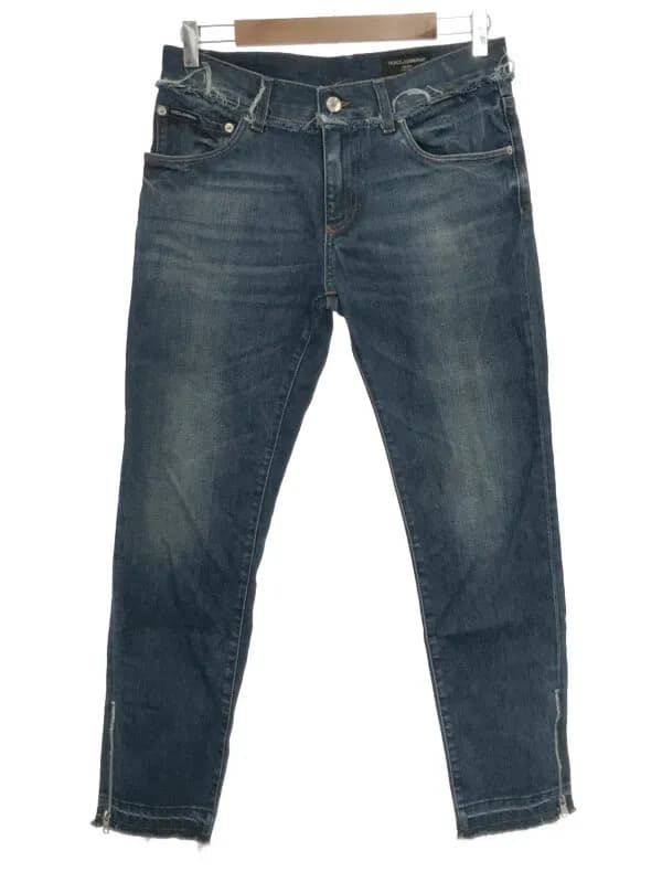 DOLCE&GABBANA ドルチェ&ガッバーナ 19SS SKINNY ラベルロゴ ストレッチダメージジップデニムパンツ