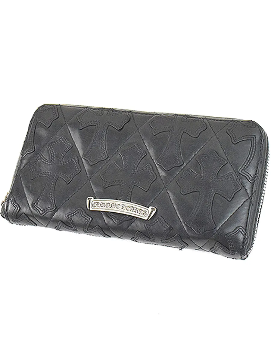 CHROME HEARTS クロムハーツ REC F ZIP QUILTED セメタリークロスキルティングレザーロングウォレット