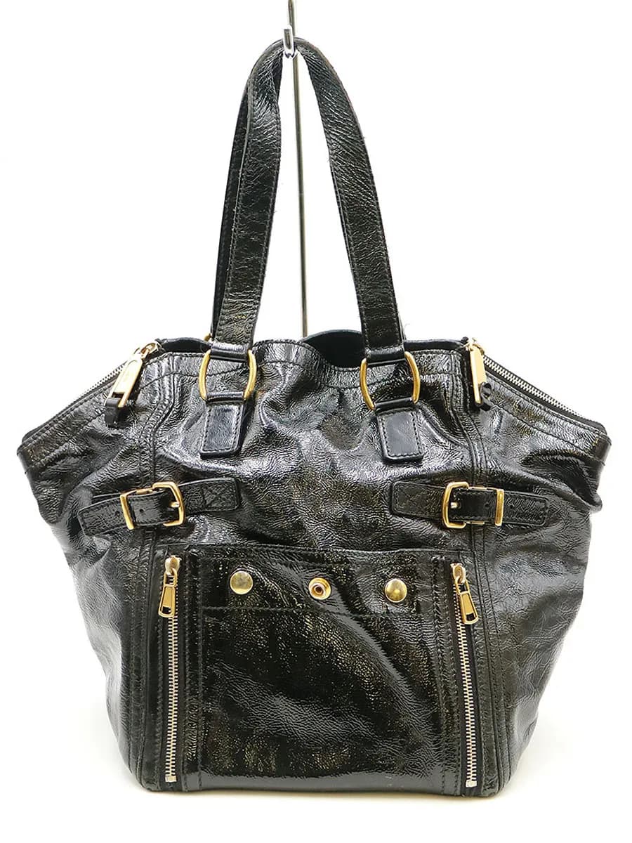 SAINT LAURENT イブサンローラン DOWNTOWN パテントハンドバッグ