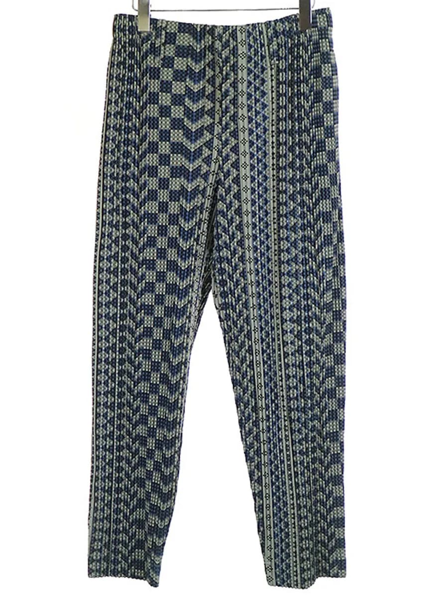 ISSEY MIYAKE オム プリッセ イッセイミヤケ 総柄チェックプリーツパンツ