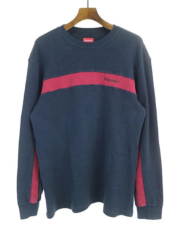 Supreme シュプリーム 18AW Panel Stripe Waffle Thermal サーマル長袖カットソー