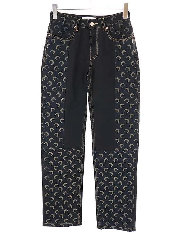MARINE SERRE マリーン セル Moonprint Patchwork Denim ムーンパッチワークデニムパンツ