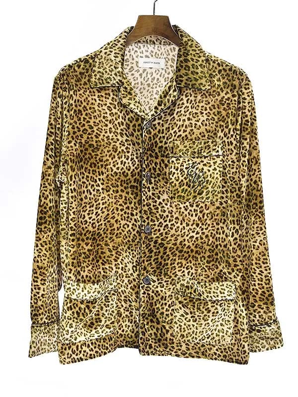 Ernest W Baker アーネストダブルベーカー 21AW PAJAMA SHIRT ベルベットレオパードシャツ