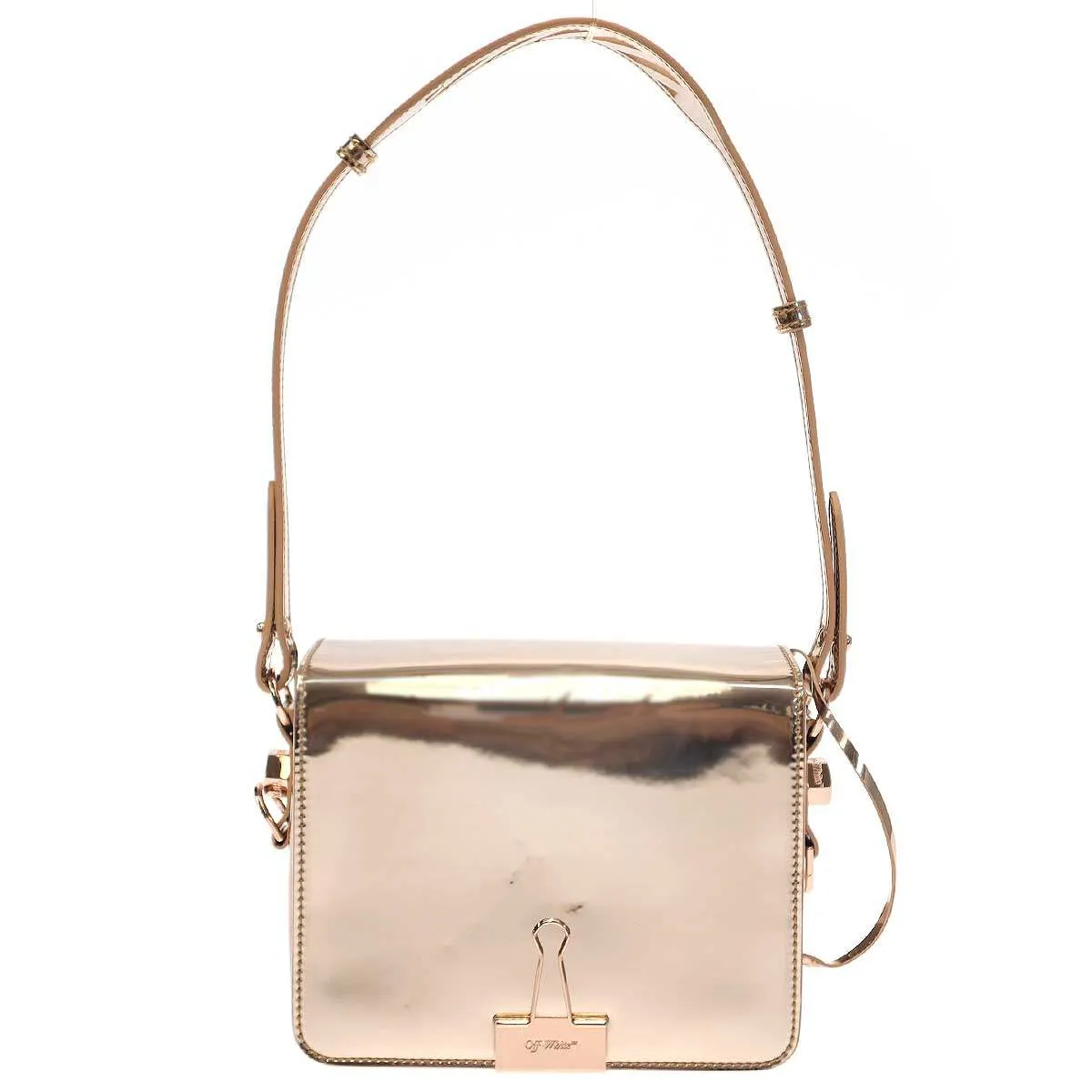 OFF-WHITE オフホワイト Binder Clip Flap Bag ミラーパテントバインダークリップショルダーバッグ