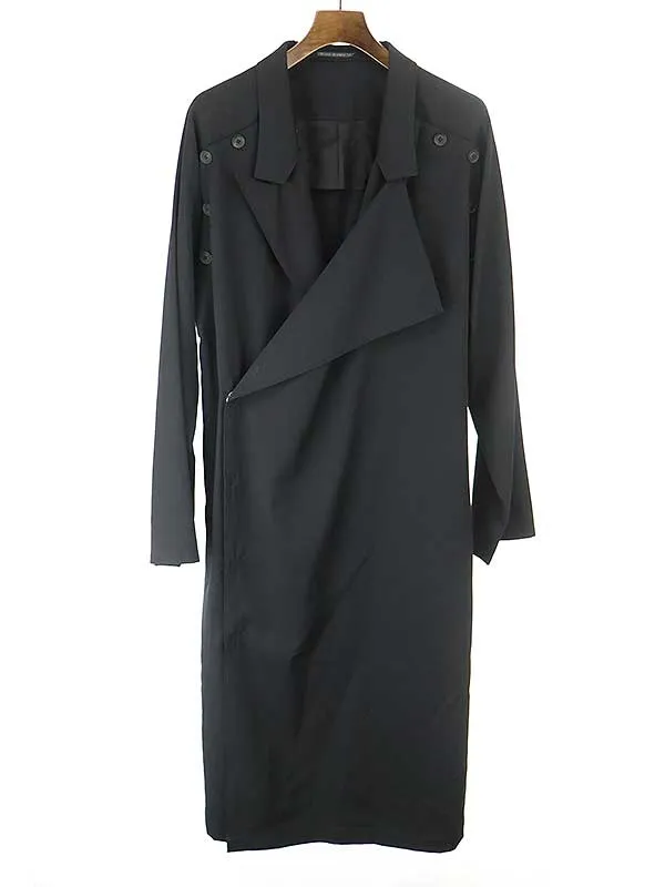 Yohji Yamamoto ヨウジヤマモト プールオム 21SS ダブルパーツ釦留めシワギャバドレス