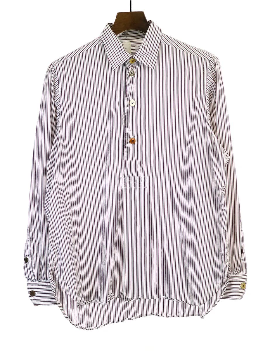 The crooked Tailor ザクルーキッドテーラー ALBINI社製 HAND MADE プルオーバーストライプシャツ