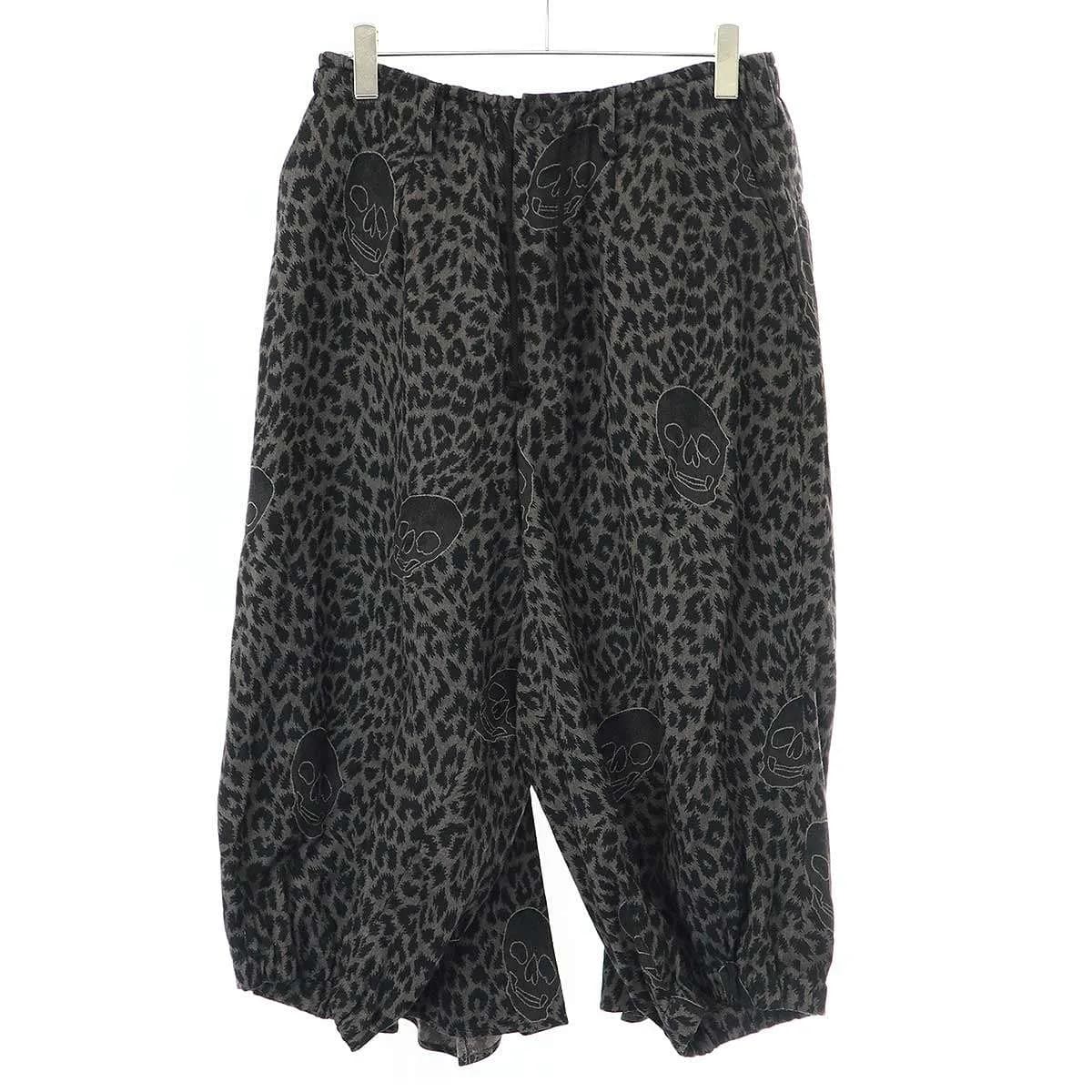 Yohji Yamamoto ブラックスキャンダルヨウジヤマモト 19SS ウールレーヨンレオパードスカルカラスパンツ