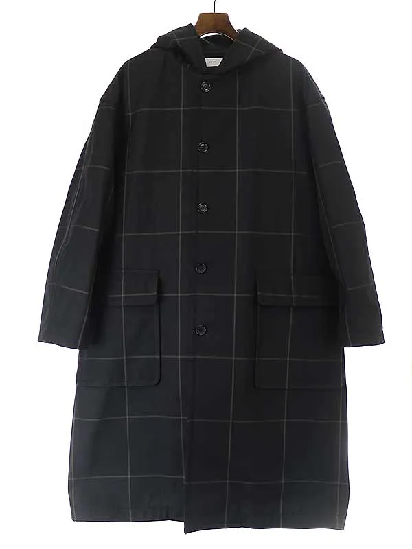 Graphpaper グラフペーパー 19AW original pane hooded coat チェック柄ポリエステルコート