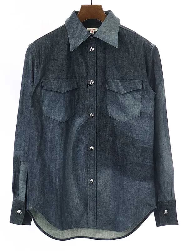 MASU エムエーエスユー 21AW MARBLE DENIM SHIRTS マーブルデニムシャツ