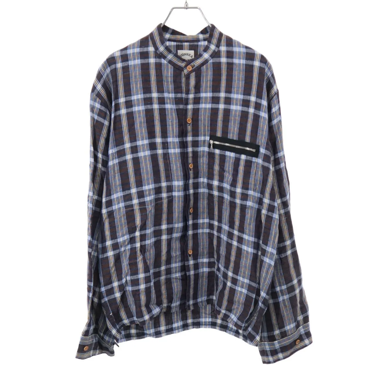 SUNSEA サンシー 26SS SAFIN FRENCH LINEN BOMBER SHIRT サフィンフレンチリネン チェック ボンバー シャツ SUNSEA3113