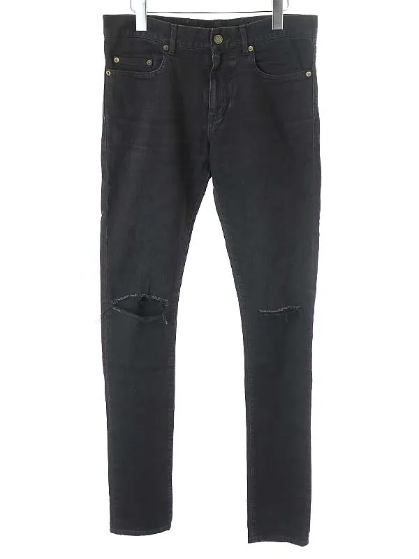SAINT LAURENT サンローラン パリ 14AW D02 M/SK-LW ニークラッシュ ストレッチスキニーデニムパンツ