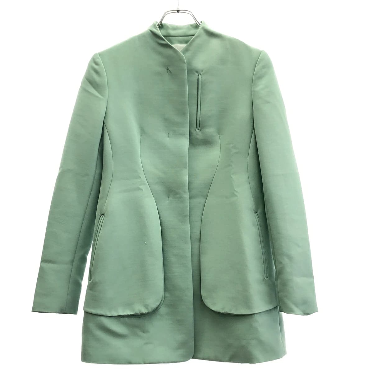 Mame Kurogouchi マメ クロゴウチ 23SS Silk Wool Double Stand Collar Jacket&Wool Silk Blend Mini Skirt ジャケット スカート セットアップ