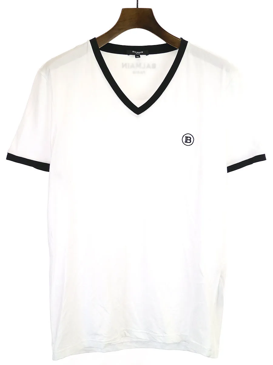 BALMAIN HOMME バルマン オム コントラストトリムVネックTシャツ