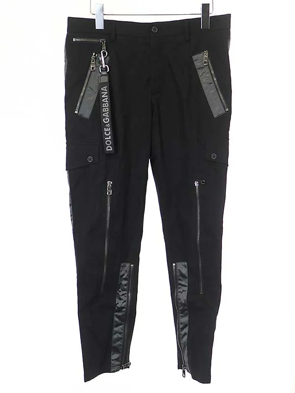 DOLCE&GABBANA ドルチェ&ガッバーナ 18SS ロゴストラップ ジップデザインカーゴパンツ
