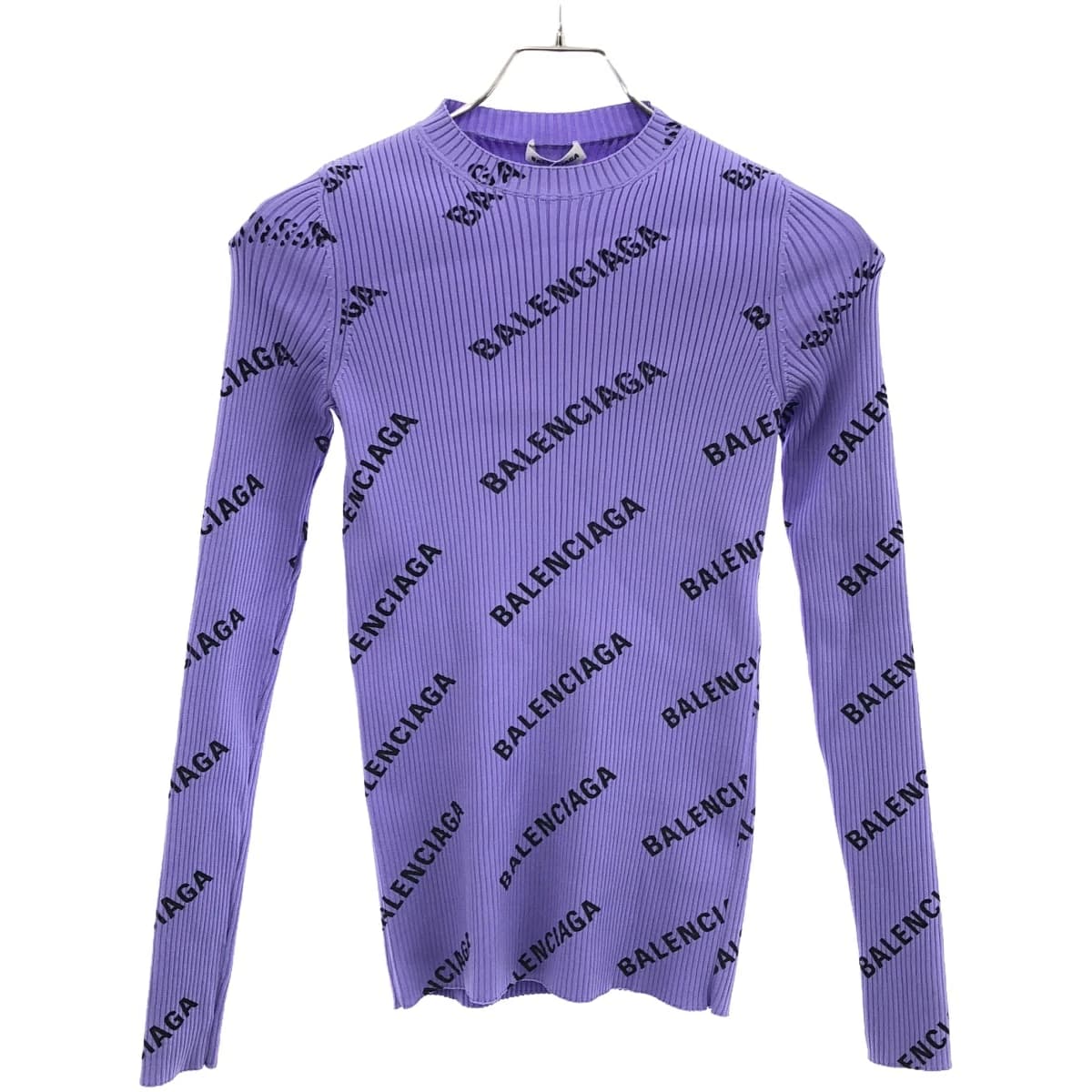 BALENCIAGA バレンシアガ 18AW All Over Logo Crewneck Sweater ロゴプリントリブニットセーター 555321
