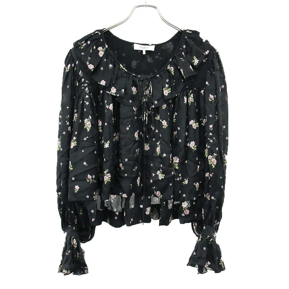 Chloe クロエ 25AW フラワーギャザーフリルブラウストップス CH25AHT2748100134