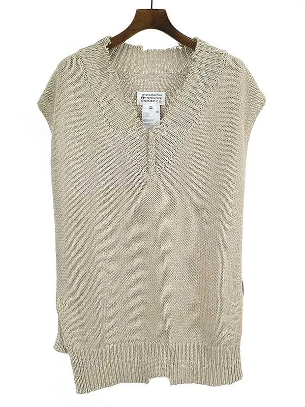 Maison Margiela メゾンマルジェラ 22SS ダメージ加工コットンセルロースヘンプニットベスト