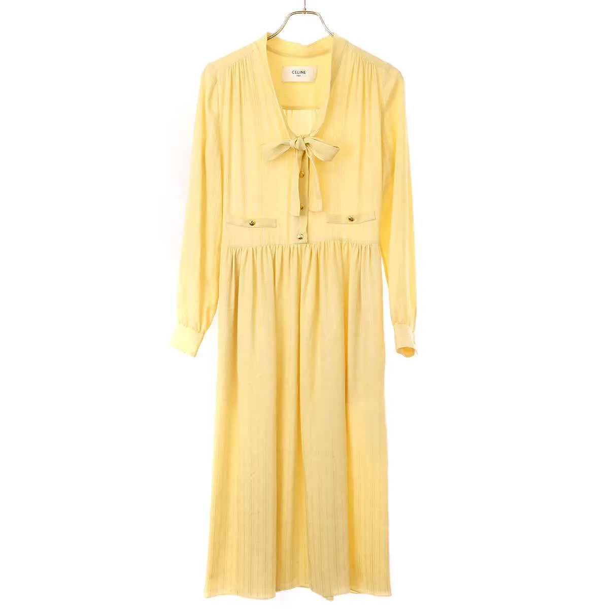 CELINE セリーヌ Lavalliere Dress ラヴァリエール シルクジャガードドレスワンピース 2R12L550V.03CH