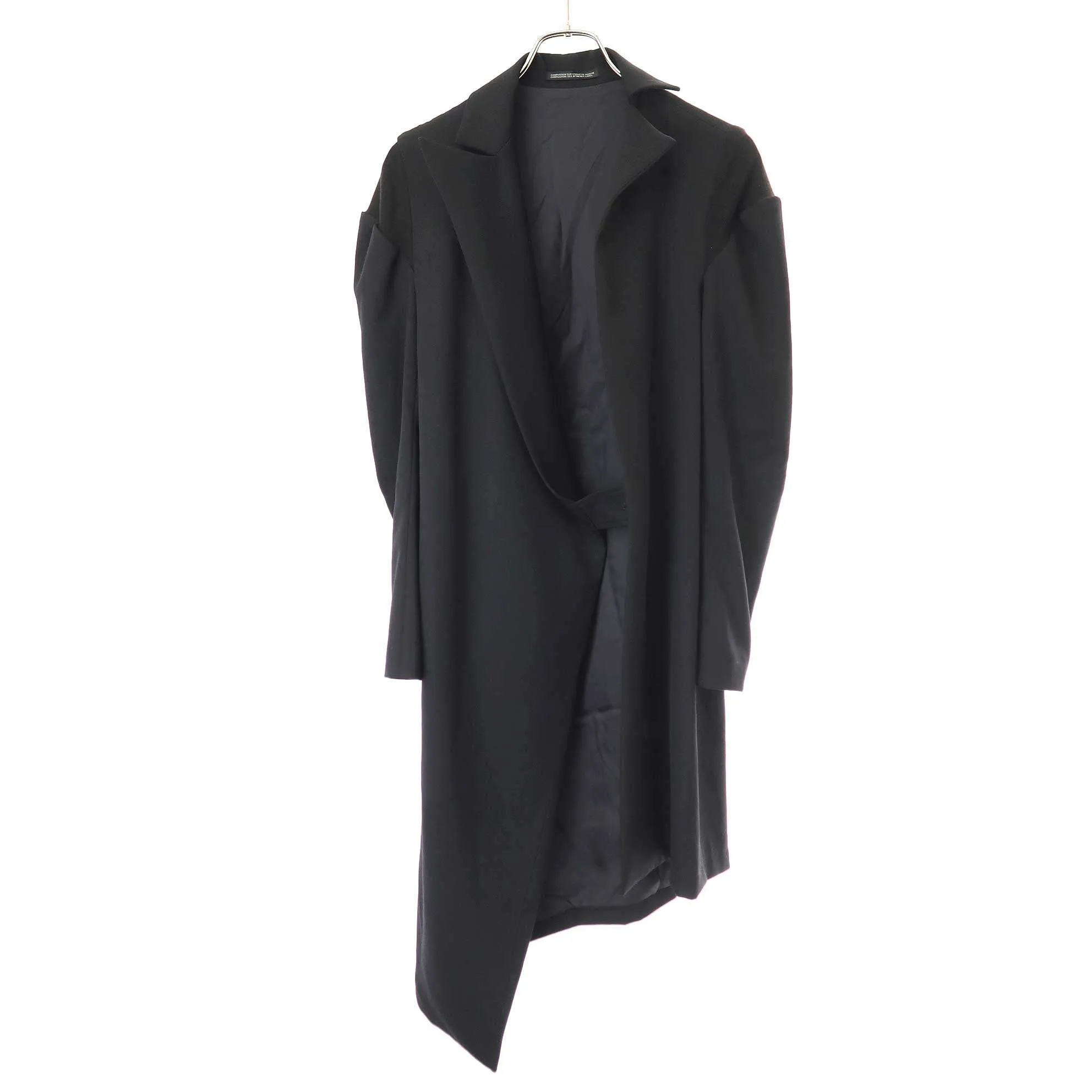 Yohji Yamamoto ヨウジヤマモト ファム 16AW アシンメトリーウールロングジャケット FR-J06-117 ブラック 1 【中古】 ITQAUIAM0YCG