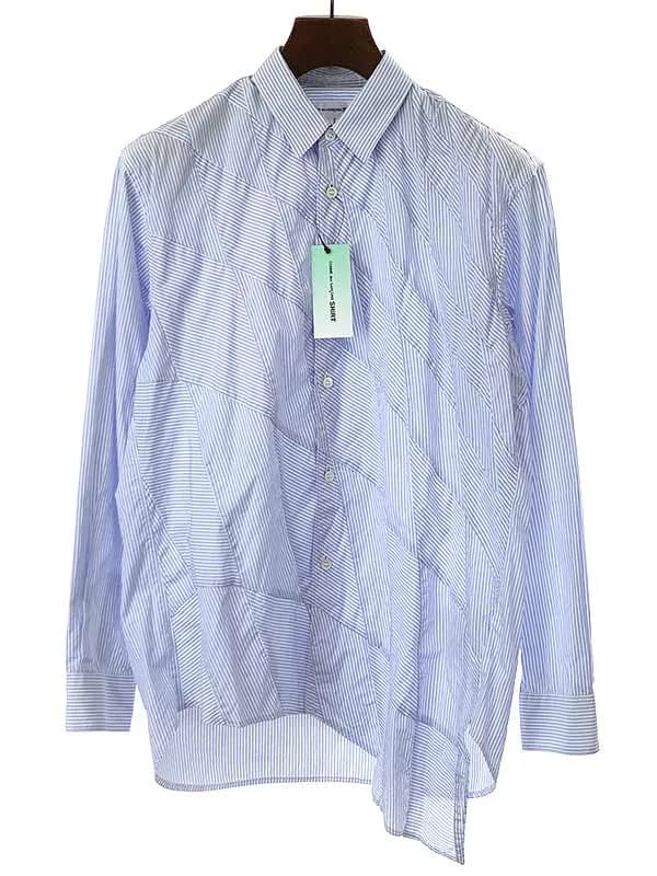 COMME des GARCONS コムデギャルソンシャツ アシンメトリーパッチワークストライプシャツ