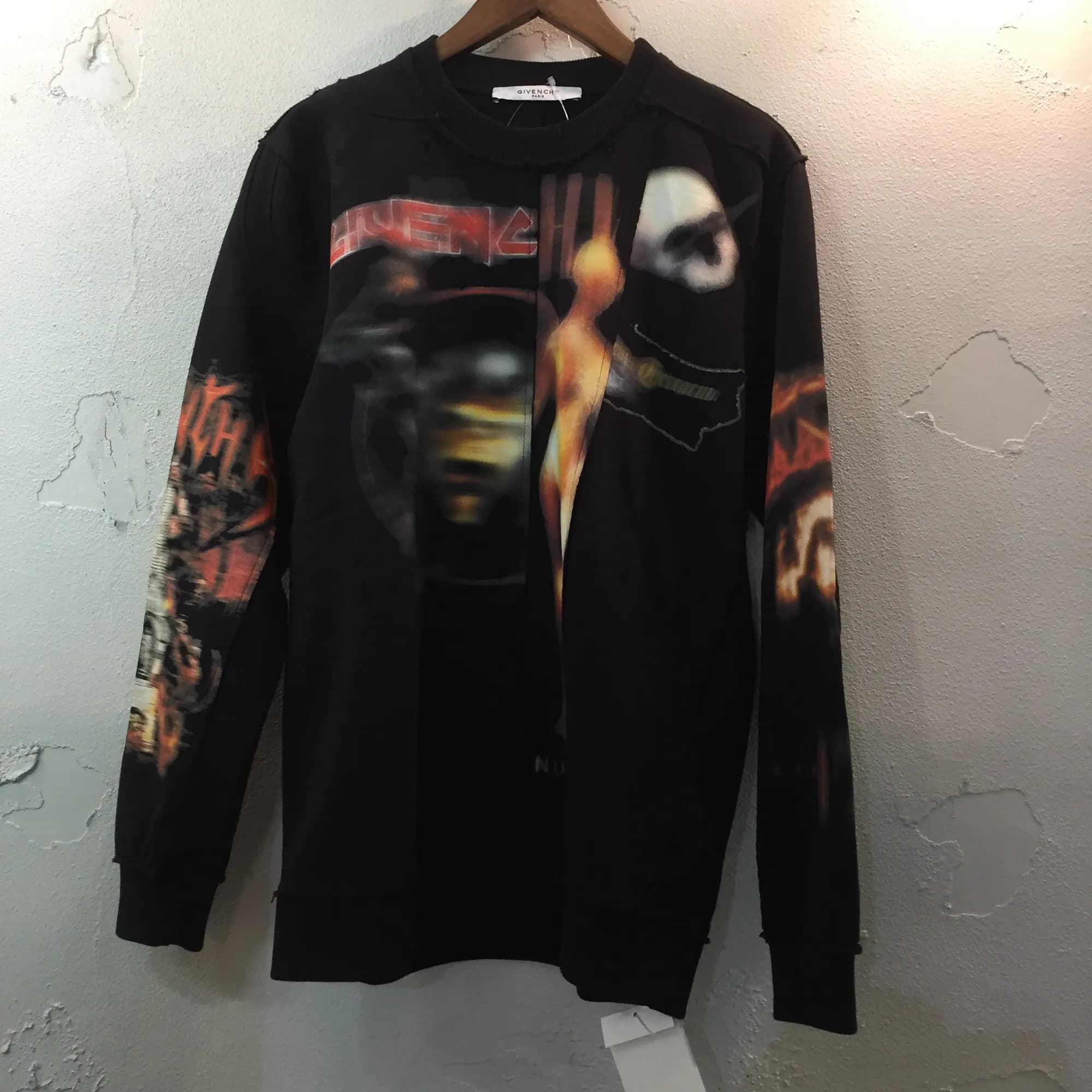 GIVENCHY GIVENCHY 16AW デストロイ加工ドッキングプリントスウェットトレーナー XS