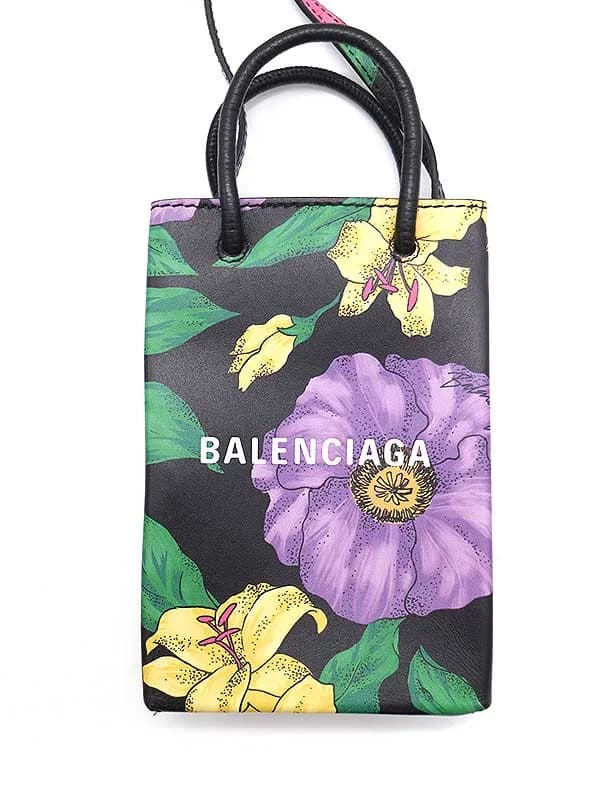BALENCIAGA バレンシアガ フラワー ショッピング フォンホルダー ショルダーバッグ